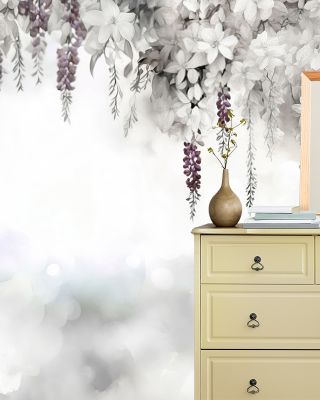 Gentle Wisteria Garden Purple Wallpaper