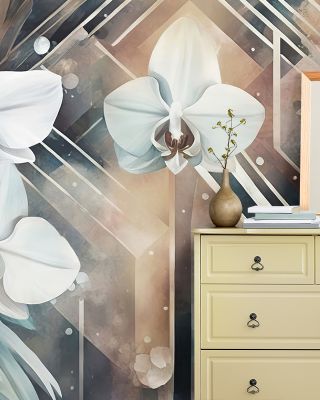 Geometry and Orchids Wallpaper
