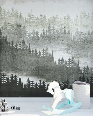 Mountainscape Silver Wallpaper