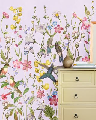 Bird Garden Pink Wallpaper