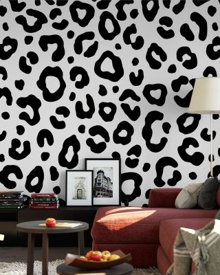 Wild Leopard on Repeat Animal Print Wallpaper