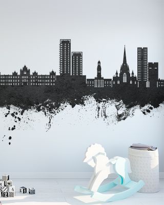 Salford England Urban Skyline in Classic Black & White