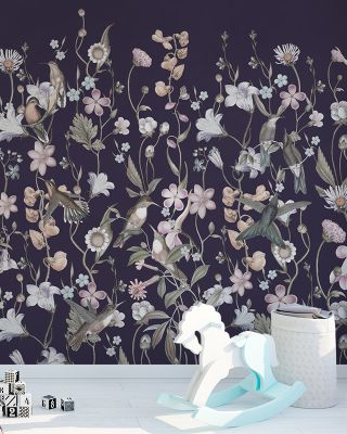 Sound of Spring Dark Blue Floral Elegance