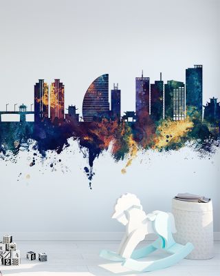 Ulaanbaatar Mongolia Skyline with Blue & Bronze Highlights