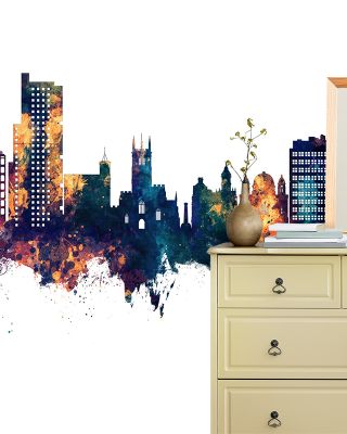 Wolverhampton England Skyline with Blue & Bronze Highlights
