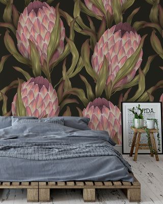 Protea Buds Floral Wallpaper