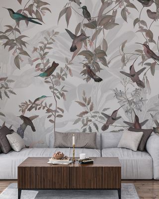 Birds Everywhere Red Wallpaper