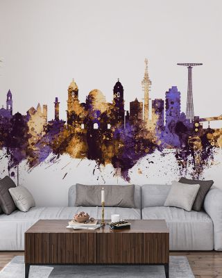 Cádiz Spain Skyline Purple & Gold Wallpaper