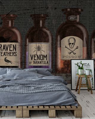 Apothecary Harvest Vintage Botanical Wallpaper