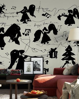 Musical Angels Whimsical Wallpaper