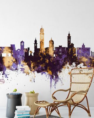 Lugano Switzerland Skyline Purple & Gold