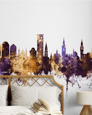 The Hauge Netherlands Skyline Purple & Gold