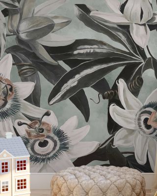 White Passiflora Green