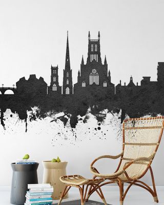Worcester England Skyline Black & White