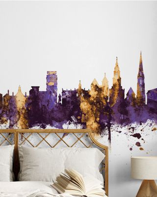 Worcester England Skyline Purple & Gold