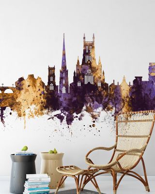 Worcester England Skyline Purple & Gold