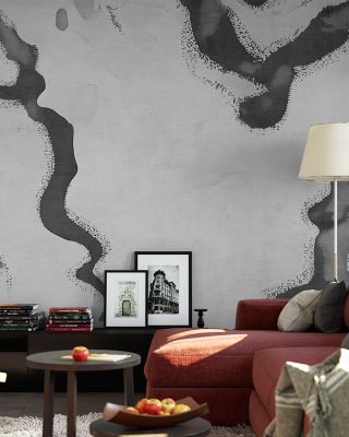 Abstract River Marks, Grey Artistic Wallpaper