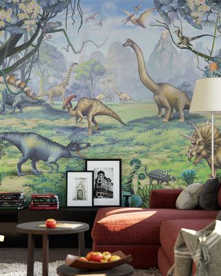 Ancient Dinos, Green Kids' Wallpaper