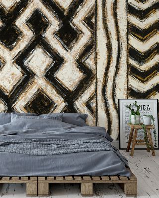 Black and Gold Geometric VII Modern Wallpaper