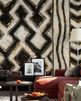 Black and Gold Geometric VII Modern Wallpaper
