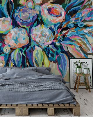 Bouquet Festivale Vibrant Floral Wallpaper