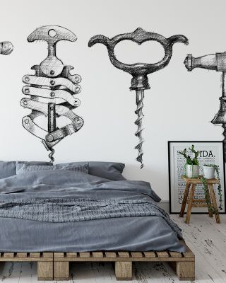 Corkscrew Collection Wine-Themed Wallpaper