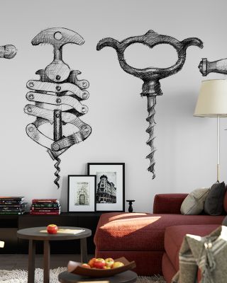 Corkscrew Collection Wine-Themed Wallpaper