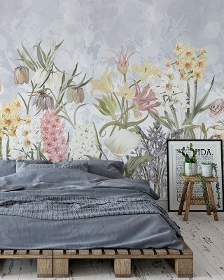 Happy Spring Flowers Floral Wall Mural