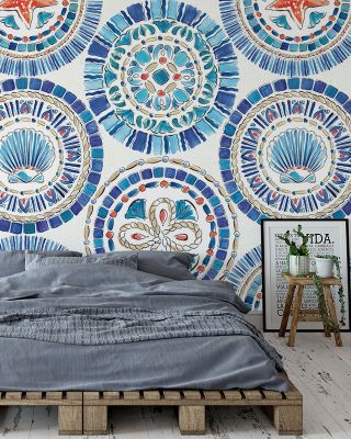 Maritime Plates White Nautical Wallpaper