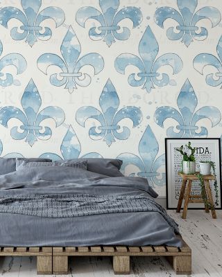 More Fleurs de Lis White Classic Wallpaper