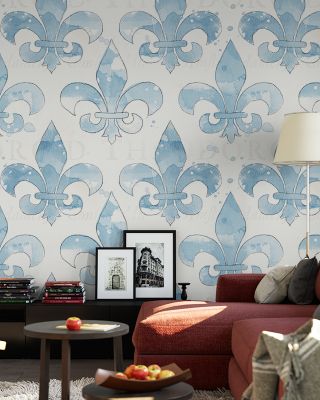 More Fleurs de Lis White Classic Wallpaper