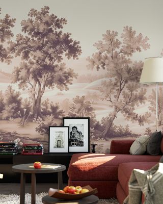 Pastoral Toile, Maple Beige Scenic Wallpaper