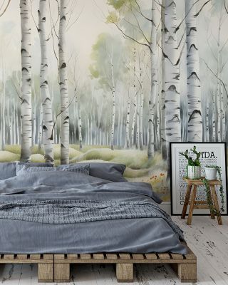 Spring Birch Nature-Inspired Wallpaper