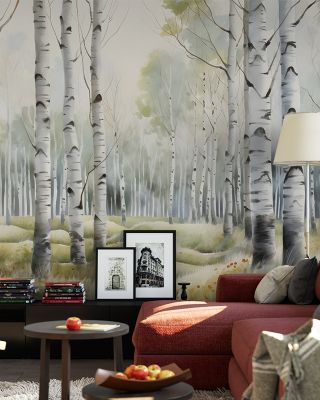 Spring Birch Nature-Inspired Wallpaper