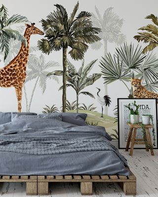 The Giraffes Paradise Whimsical Wallpaper