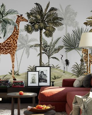 The Giraffes Paradise Whimsical Wallpaper