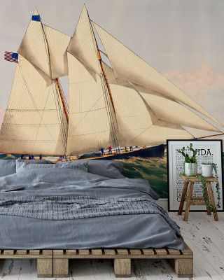 The Yacht Henrietta Nautical Wallpaper