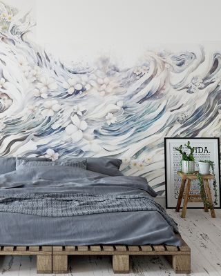 Waves of Happiness Warm Modern Wallpaper