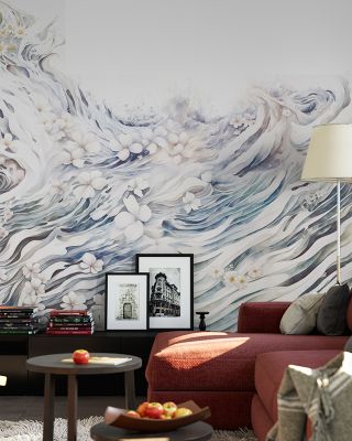 Waves of Happiness Warm Modern Wallpaper