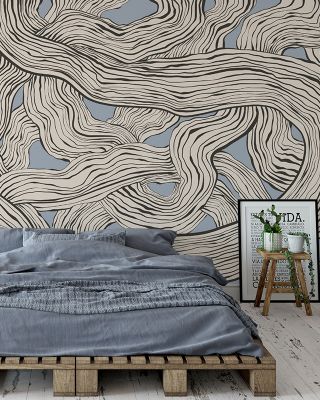 Weaves & Waves, Dusty Blue Textured Wallpaper