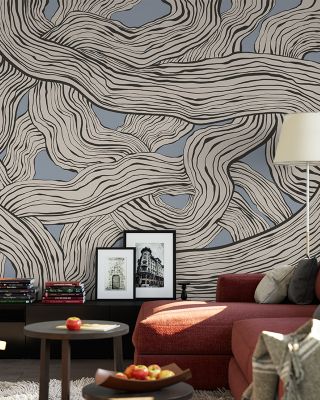 Weaves & Waves, Dusty Blue Textured Wallpaper
