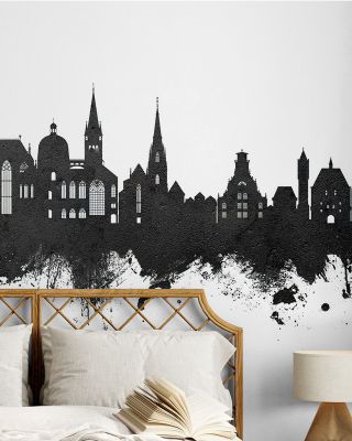 Aachen Germany Skyline Black & White