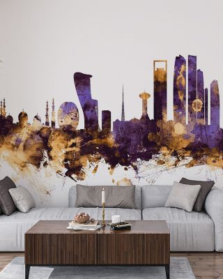 Abu Dhabi Skyline Purple & Gold