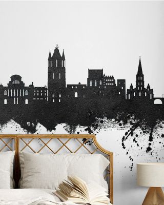 Angers France Skyline Black & White Wallpaper