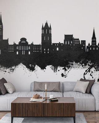 Angers France Skyline Black & White Wallpaper