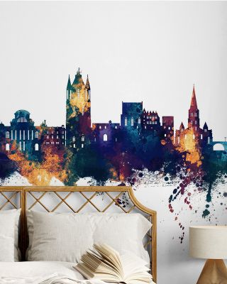 Angers France Skyline Blue & Bronze Wallpaper