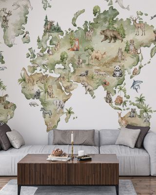 Animals From Around the World Map Wallpaper