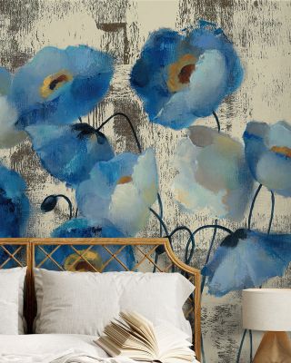 Aquamarine Floral Wallpaper