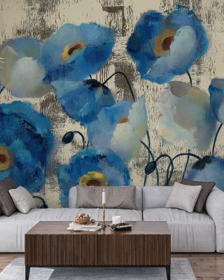 Aquamarine Floral Wallpaper