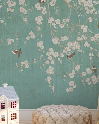 Beneath The Cherry Tree Mint Wallpaper